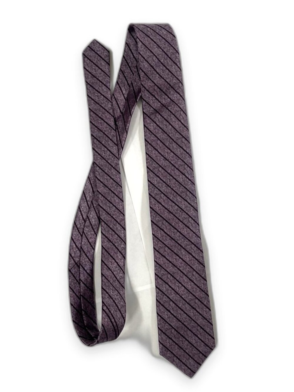 Michael Kors 100% Silk Tie Purple Diagonal Stripe Regimental Mens